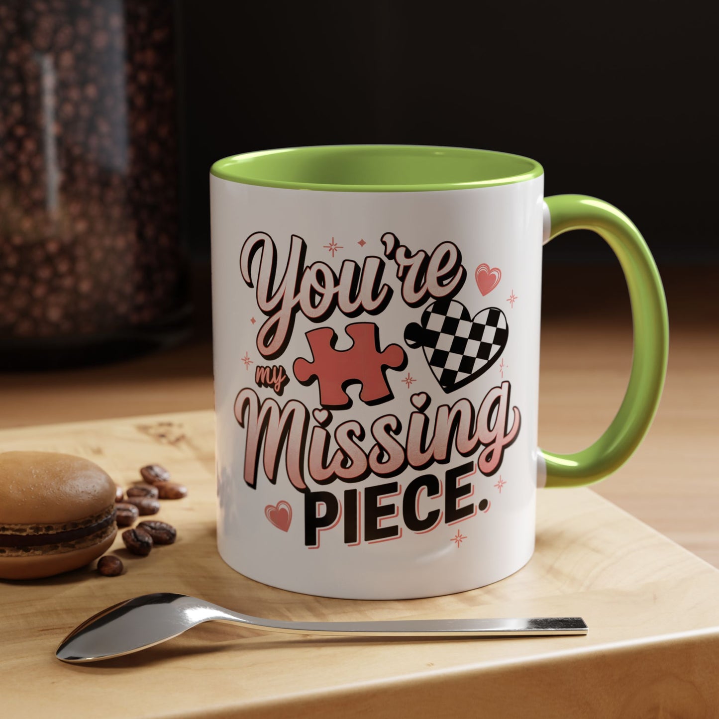 You’re My Missing Piece Accent Coffee Mug — Romantic Puzzle Heart 11/15oz