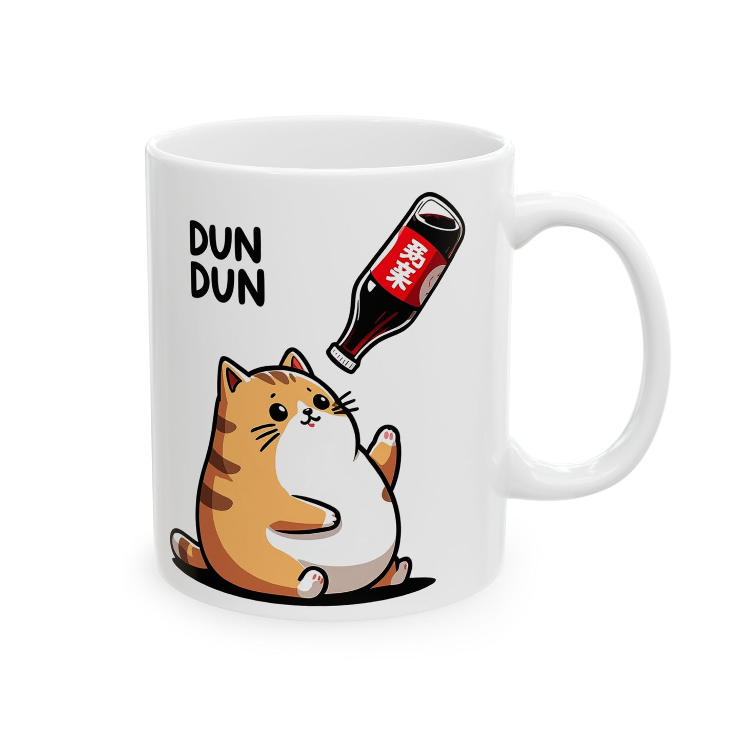 Cute Cat Coffee Mug — 'Dunk Dunk' Soda-Dropping Kitty Ceramic Mug (11oz & 15oz)