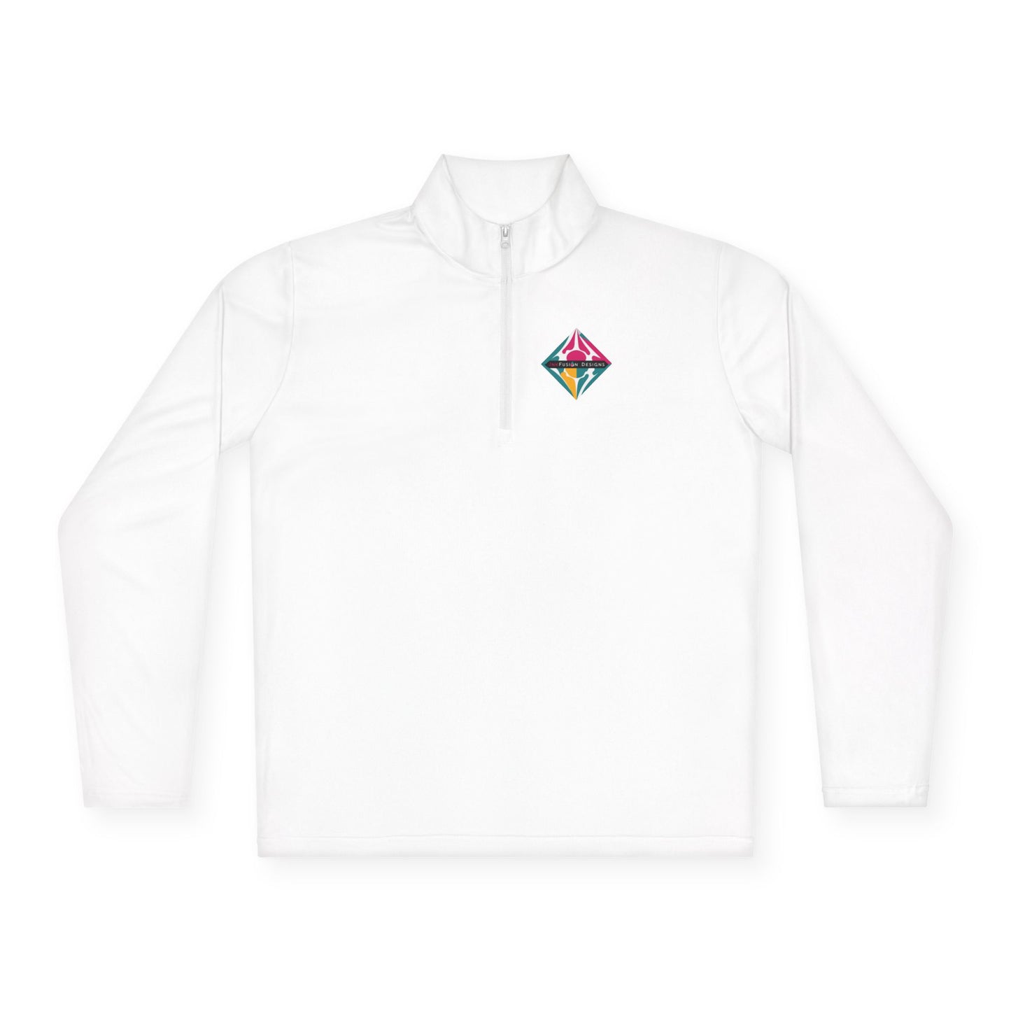 Diamond Prism Quarter-Zip Pullover — Colorful Geometric Chest Logo