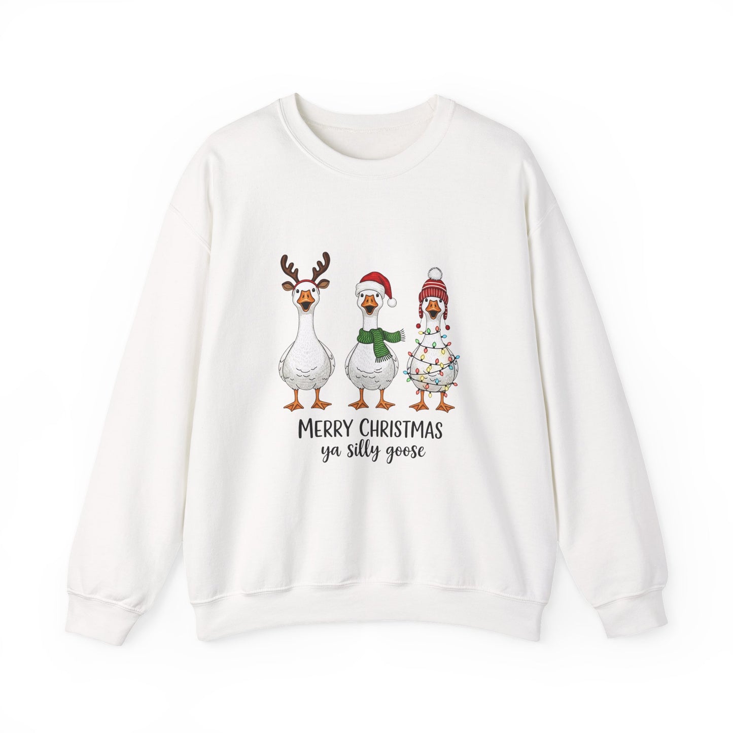 Christmas Geese Sweatshirt — “Merry Christmas ya silly geese” Holiday Crewneck