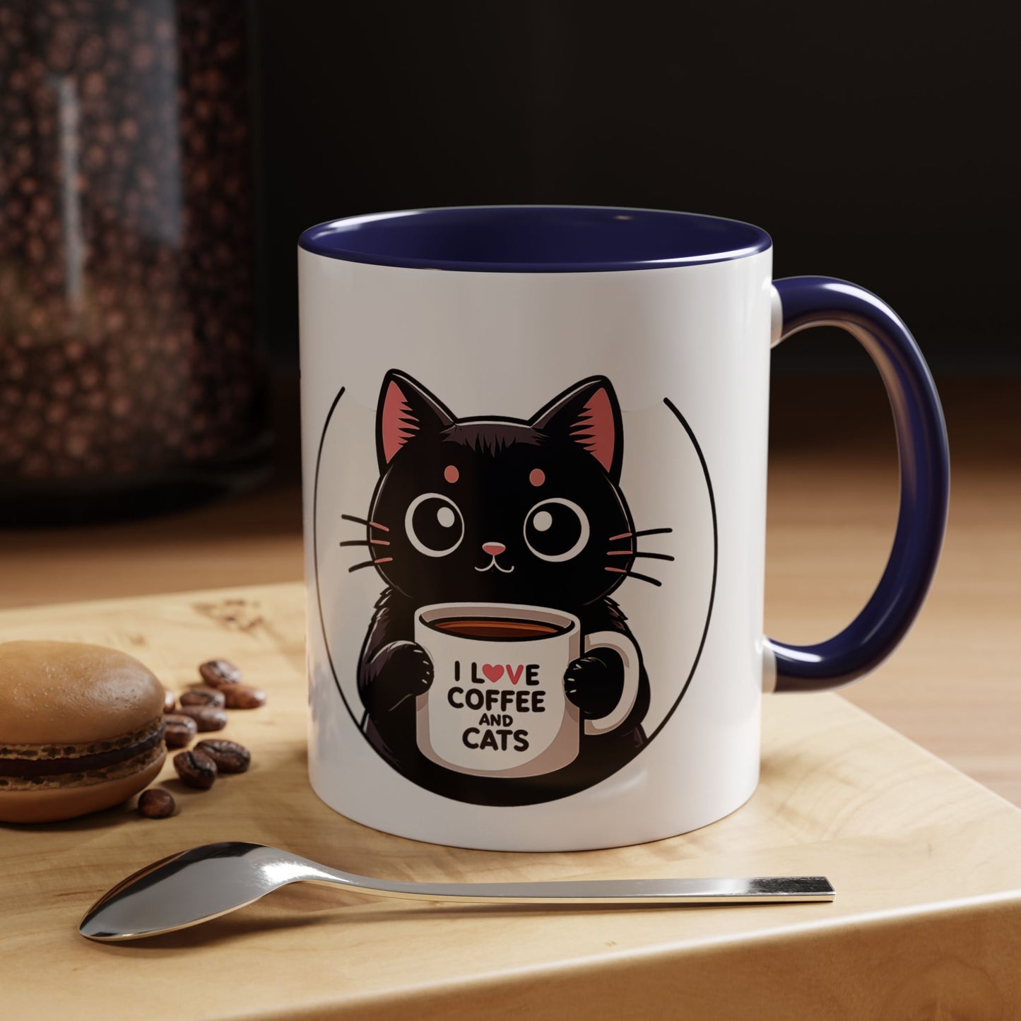 Cat Lover Coffee Mug — "I Love Coffee & Cats" Accent Ceramic Mug (11/15oz)