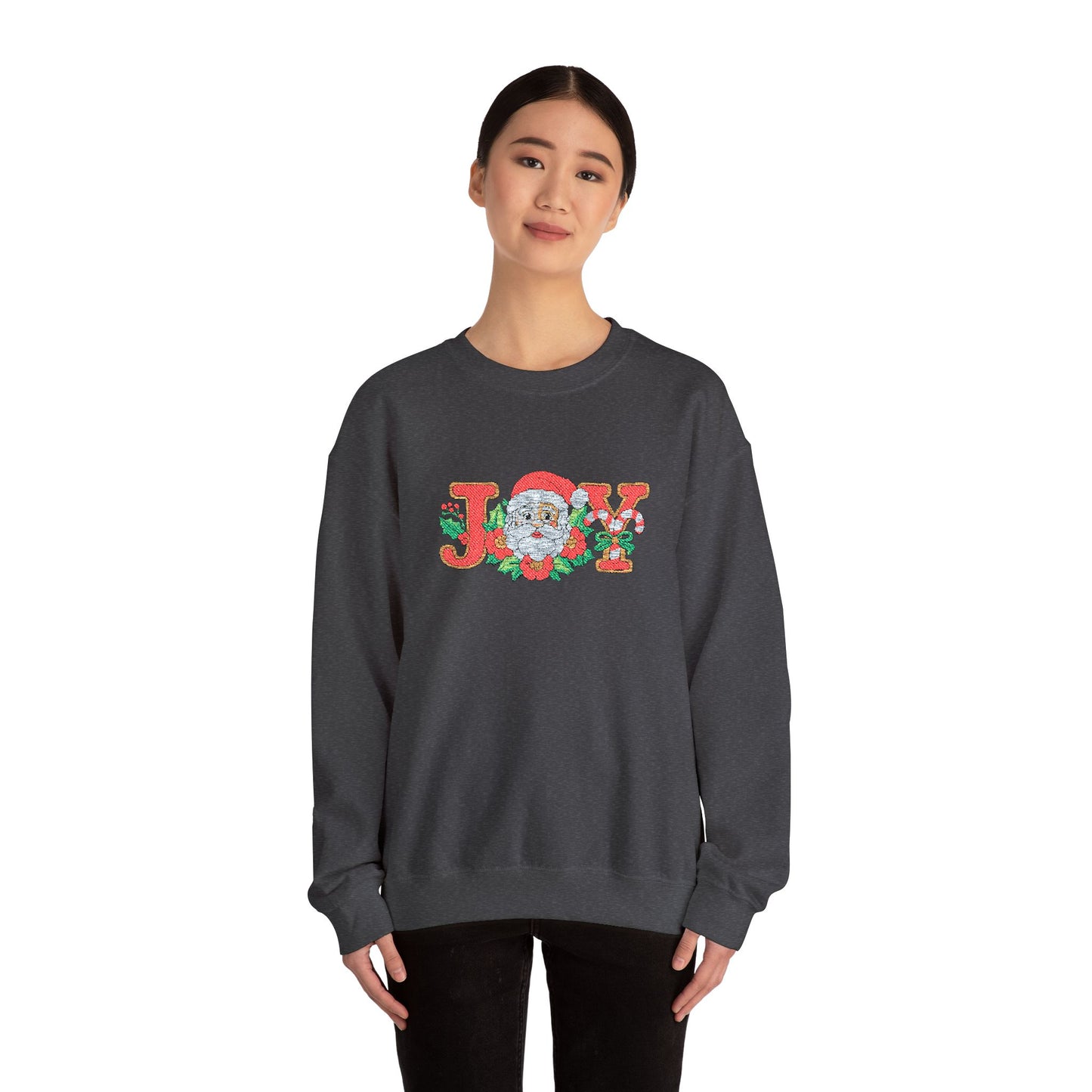 Christmas 'JOY' Crewneck Sweatshirt with Santa Floral Design
