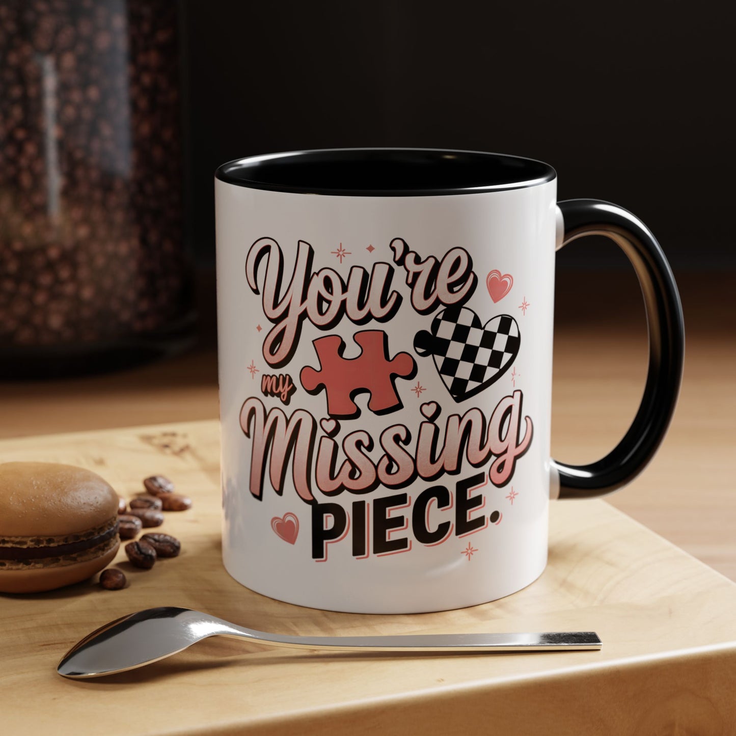 You’re My Missing Piece Accent Coffee Mug — Romantic Puzzle Heart 11/15oz